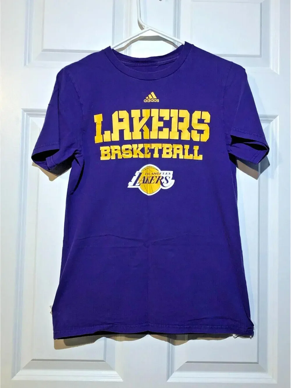 Los Angeles Lakers Adidas Purple Gold Graphic T Shirt Men's Small NBA